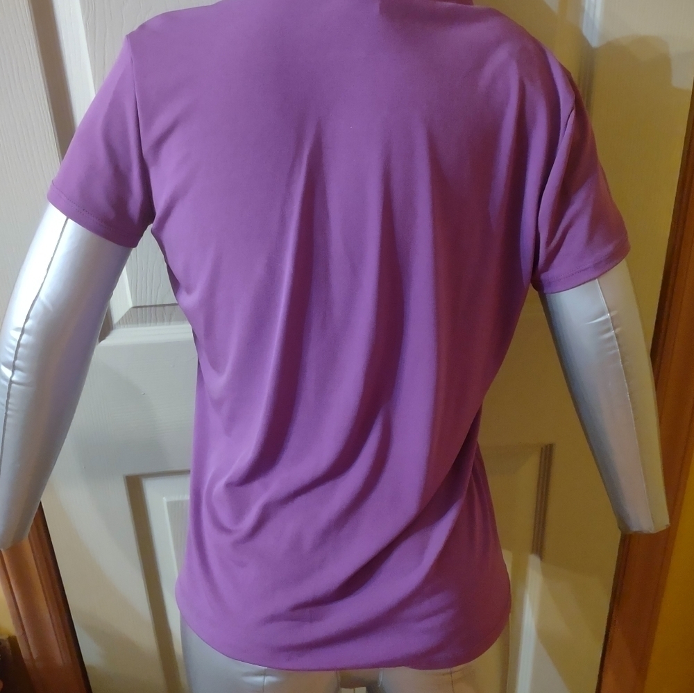 NOTATIONS SHORT SLEEVE BLOUSE SHIRT SIZE PETITE PM PURPLE - Picture 2 of 5